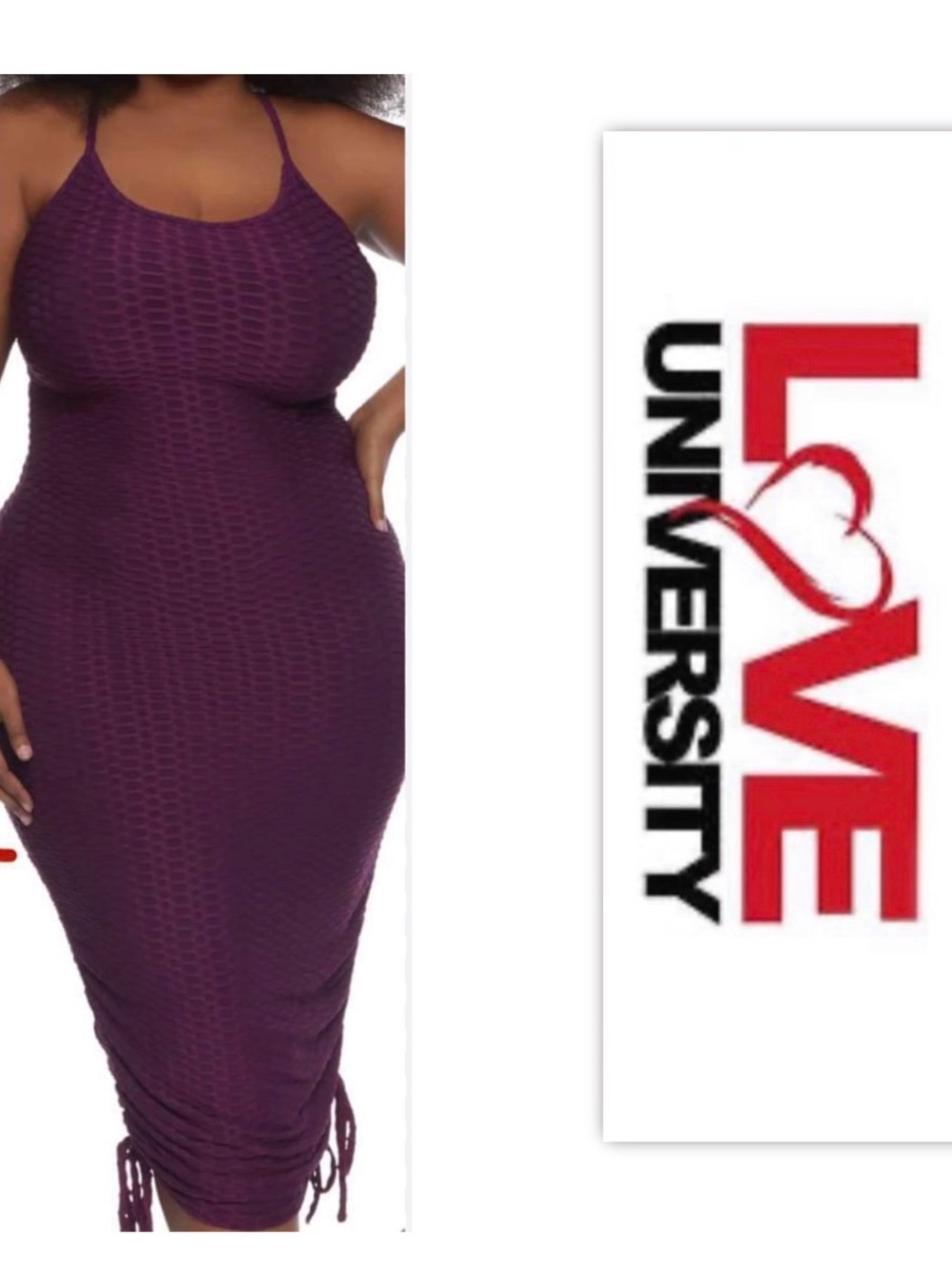 Love University Plum HONEYCOMB Midi Dress